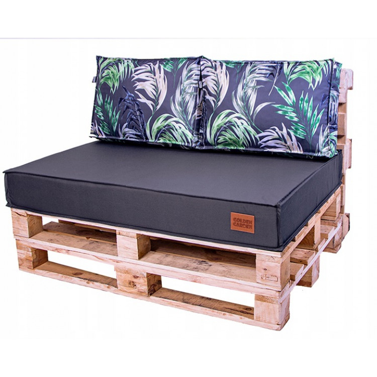 Paletové sedenie Golden Garden GG26 podsedák a vankúš 120cm x 80cm x 15cm Grafitové s kvietkami